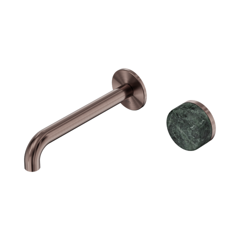 Nero Serenity Progressive Wall Basin Mixer Set 185mm Spout Trim Kit Only Verde Alpi Handle Brushed Bronze 24E110BZ