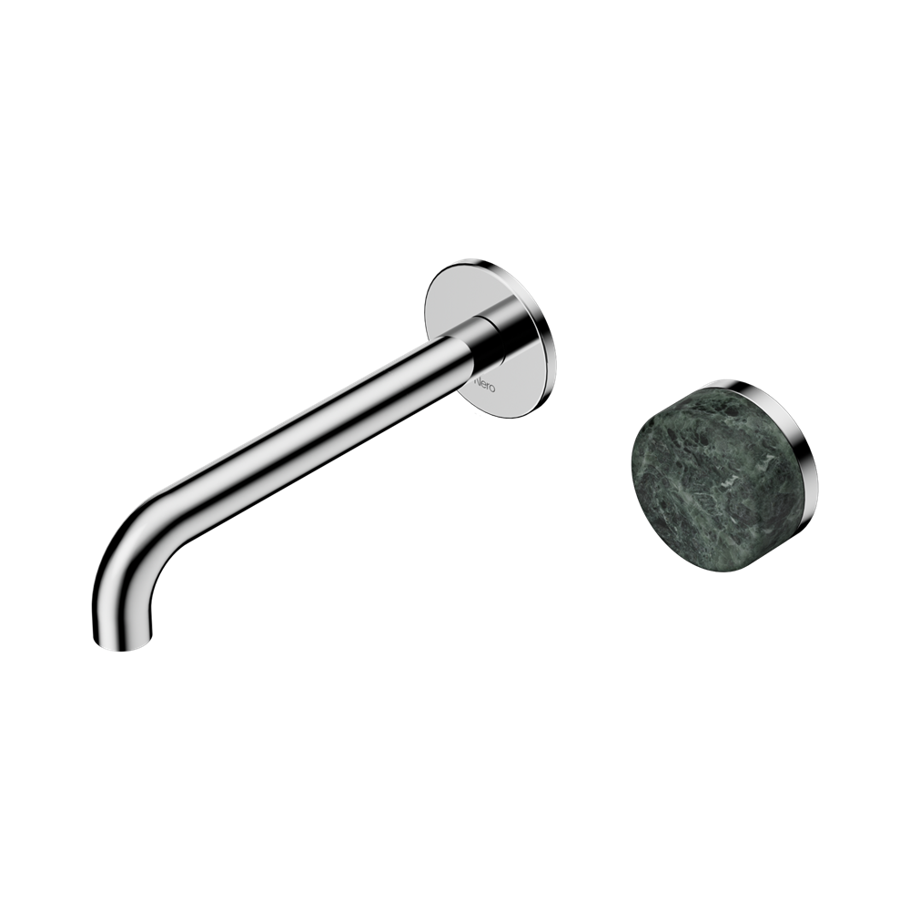 Nero Serenity Progressive Wall Basin Mixer Set 185mm Spout Trim Kit Only Verde Alpi Handle Chrome 24E110CH