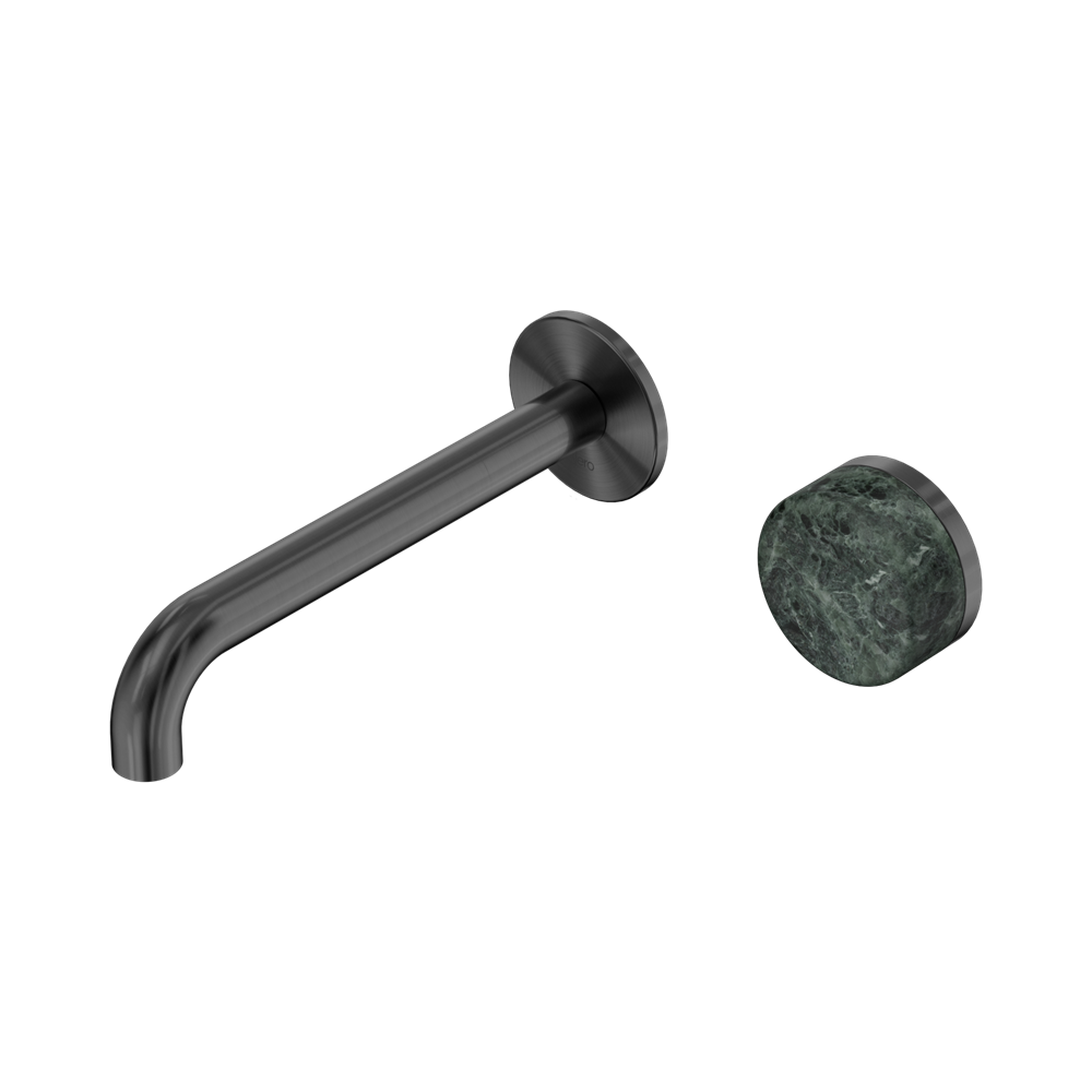 Nero Serenity Progressive Wall Basin Mixer Set 185mm Spout Trim Kit Only Verde Alpi Handle Gunmetal 24E110GM