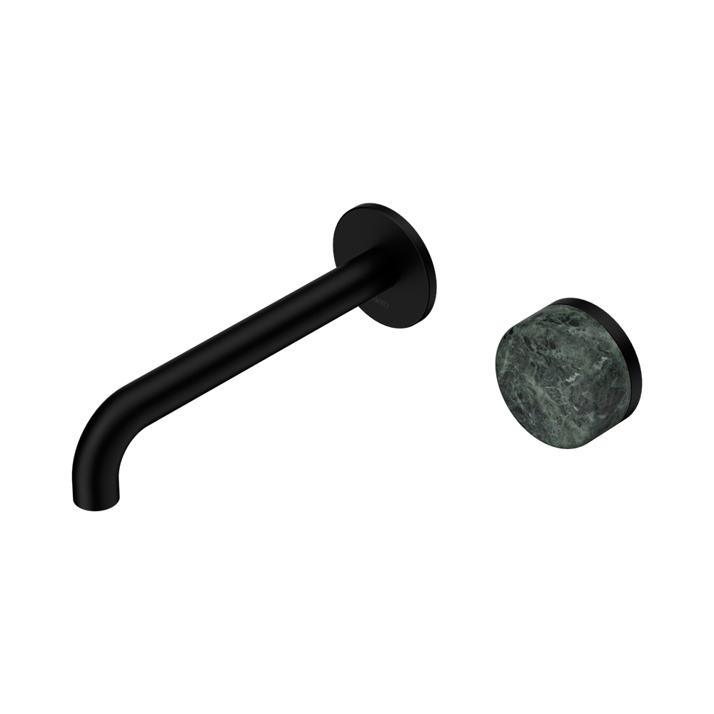 Nero Serenity Progressive Wall Basin Mixer Set 185mm Spout Trim Kit Only Verde Alpi Handle Matte Black 24E110MB