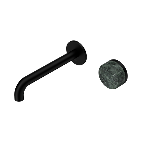 Nero Serenity Progressive Wall Basin Mixer Set 185mm Spout Trim Kit Only Verde Alpi Handle Matte Black 24E110MB