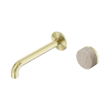 Nero Serenity Progressive Wall Basin Mixer Set 185mm Spout Trim Kit Only Rome Travertine Handle Brushed Gold 24E111BG