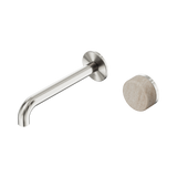 Nero Serenity Progressive Wall Basin Mixer Set 185mm Spout Trim Kit Only Rome Travertine Handle Brushed Nickel 24E111BN