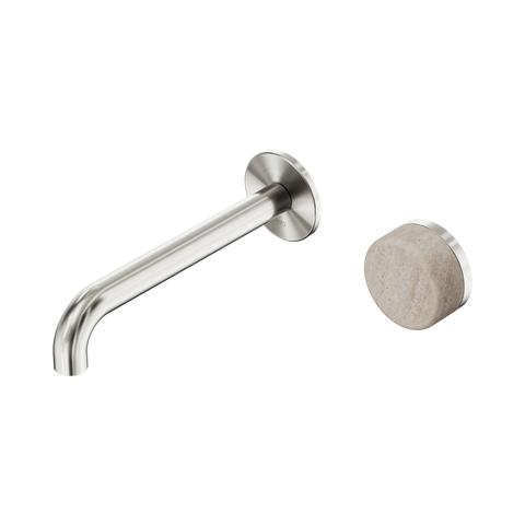Nero Serenity Progressive Wall Basin Mixer Set 185mm Spout Trim Kit Only Rome Travertine Handle Brushed Nickel 24E111BN