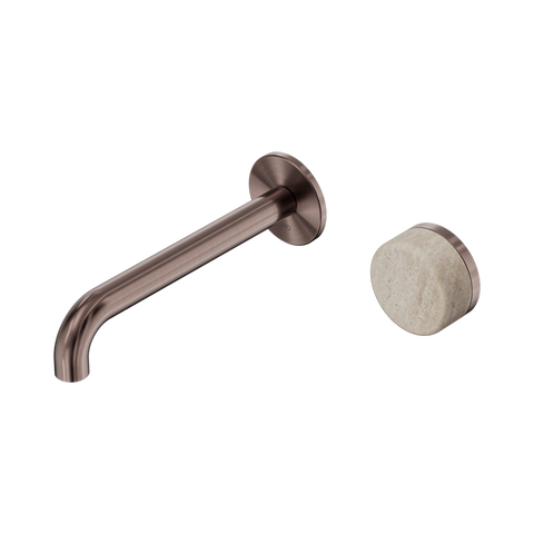 Nero Serenity Progressive Wall Basin Mixer Set 185mm Spout Trim Kit Only Rome Travertine Handle Brushed Bronze 24E111BZ