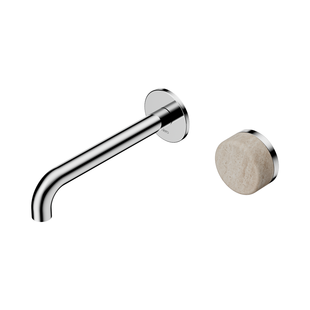 Nero Serenity Progressive Wall Basin Mixer Set 185mm Spout Trim Kit Only Rome Travertine Handle Chrome 24E111CH