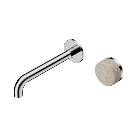 Nero Serenity Progressive Wall Basin Mixer Set 185mm Spout Trim Kit Only Rome Travertine Handle Chrome 24E111CH