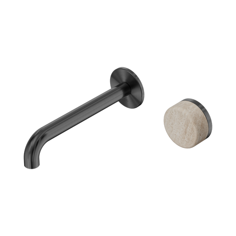 Nero Serenity Progressive Wall Basin Mixer Set 185mm Spout Trim Kit Only Rome Travertine Handle Gunmetal 24E111GM