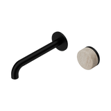 Nero Serenity Progressive Wall Basin Mixer Set 185mm Spout Trim Kit Only Rome Travertine Handle Matte Black 24E111MB