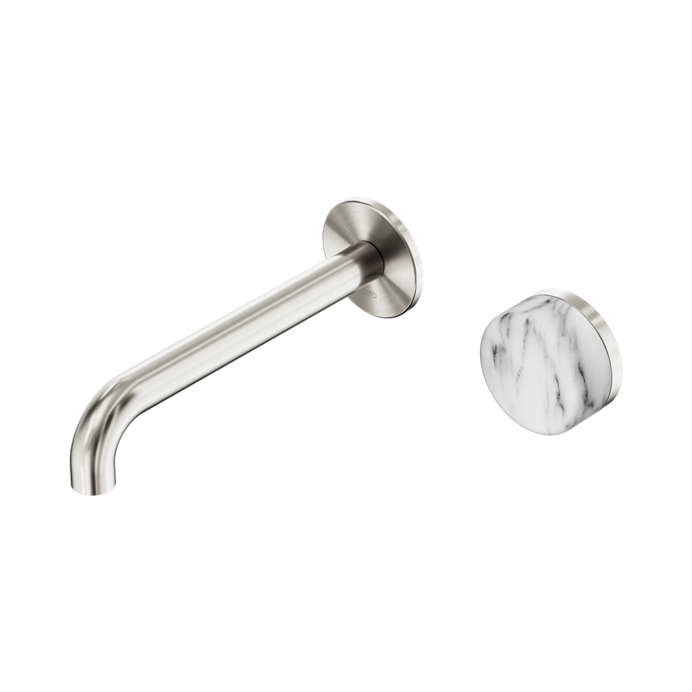 Nero Serenity Progressive Wall Basin Mixer Set 185mm Spout Trim Kit Only Arabescato Corchia Handle Brushed Nickel 24E112BN