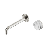 Nero Serenity Progressive Wall Basin Mixer Set 185mm Spout Trim Kit Only Arabescato Corchia Handle Brushed Nickel 24E112BN