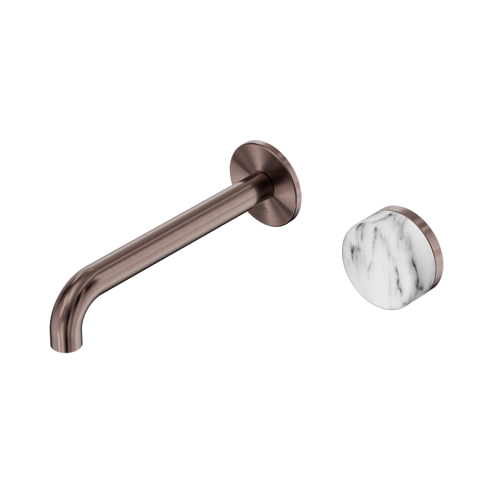Nero Serenity Progressive Wall Basin Mixer Set 185mm Spout Trim Kit Only Arabescato Corchia Handle Brushed Bronze 24E112BZ