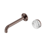 Nero Serenity Progressive Wall Basin Mixer Set 185mm Spout Trim Kit Only Arabescato Corchia Handle Brushed Bronze 24E112BZ