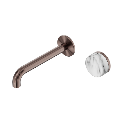Nero Serenity Progressive Wall Basin Mixer Set 185mm Spout Trim Kit Only Arabescato Corchia Handle Brushed Bronze 24E112BZ