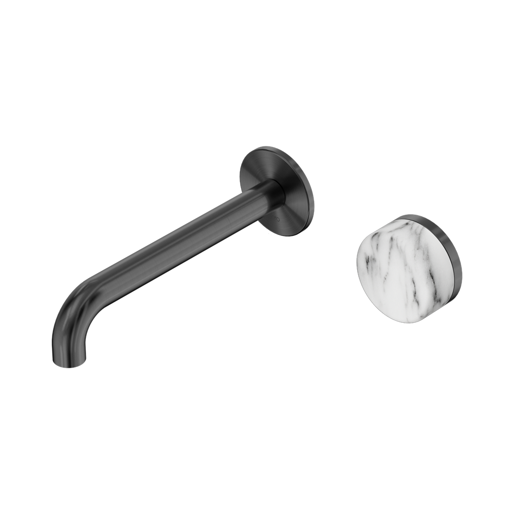 Nero Serenity Progressive Wall Basin Mixer Set 185mm Spout Trim Kit Only Arabescato Corchia Handle Gunmetal 24E112GM