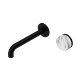 Nero Serenity Progressive Wall Basin Mixer Set 185mm Spout Trim Kit Only Arabescato Corchia Handle Matte Black 24E112MB