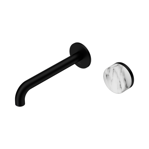 Nero Serenity Progressive Wall Basin Mixer Set 185mm Spout Trim Kit Only Arabescato Corchia Handle Matte Black 24E112MB
