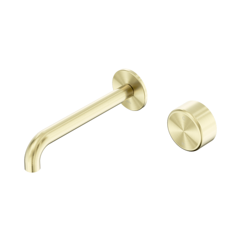 Nero Serenity Progressive Wall Basin Mixer Set 185mm Spout Trim Kit Only Metal Handle Brushed Gold 24E114BG