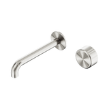 Nero Serenity Progressive Wall Basin Mixer Set 185mm Spout Trim Kit Only Metal Handle Brushed Nickel 24E114BN