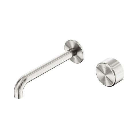 Nero Serenity Progressive Wall Basin Mixer Set 185mm Spout Trim Kit Only Metal Handle Brushed Nickel 24E114BN