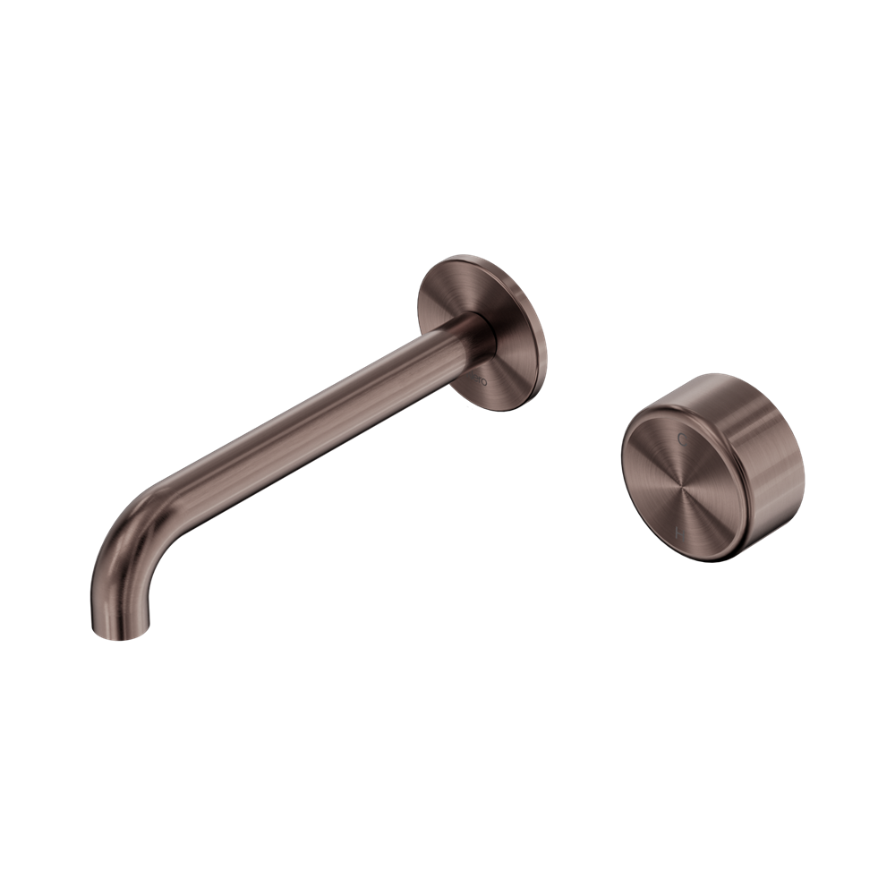 Nero Serenity Progressive Wall Basin Mixer Set 185mm Spout Trim Kit Only Metal Handle Brushed Bronze 24E114BZ