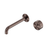 Nero Serenity Progressive Wall Basin Mixer Set 185mm Spout Trim Kit Only Metal Handle Brushed Bronze 24E114BZ