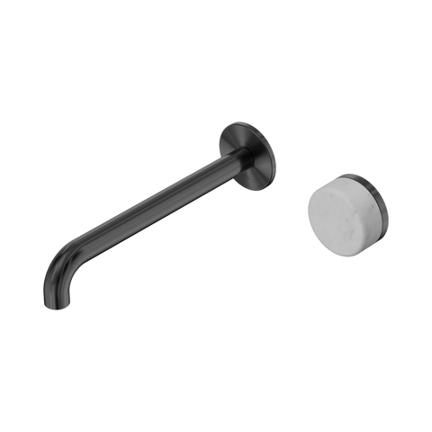 Nero Serenity Progressive Wall Basin Mixer Set 220mm Spout Trim Kit Only Carrara Handle Gunmetal 24E115GM