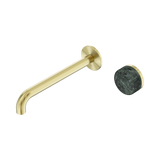 Nero Serenity Progressive Wall Basin Mixer Set 220mm Spout Trim Kit Only Verde Alpi Handle Brushed Gold 24E116BG