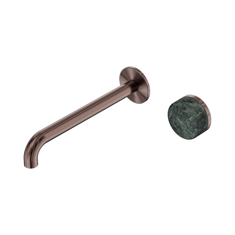 Nero Serenity Progressive Wall Basin Mixer Set 220mm Spout Trim Kit Only Verde Alpi Handle Brushed Bronze 24E116BZ