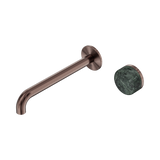 Nero Serenity Progressive Wall Basin Mixer Set 220mm Spout Trim Kit Only Verde Alpi Handle Brushed Bronze 24E116BZ