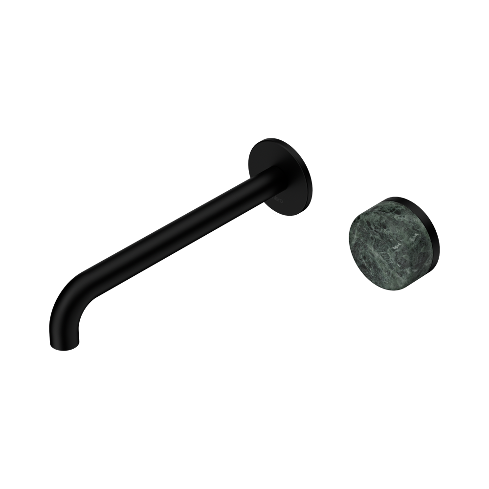 Nero Serenity Progressive Wall Basin Mixer Set 220mm Spout Trim Kit Only Verde Alpi Handle Matte Black 24E116MB