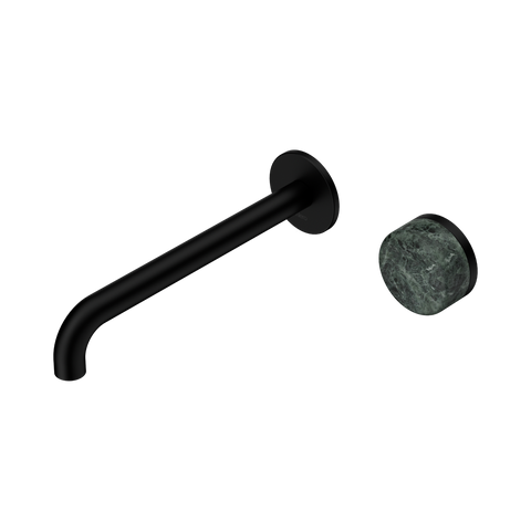 Nero Serenity Progressive Wall Basin Mixer Set 220mm Spout Trim Kit Only Verde Alpi Handle Matte Black 24E116MB