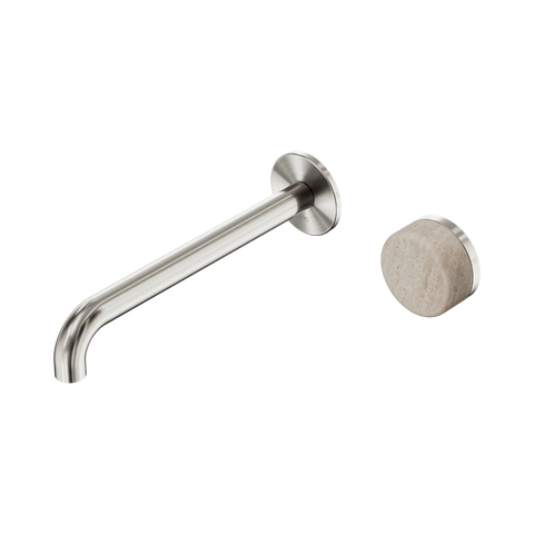 Nero Serenity Progressive Wall Basin Mixer Set 220mm Spout Trim Kit Only Rome Travertine Handle Brushed Nickel 24E117BN