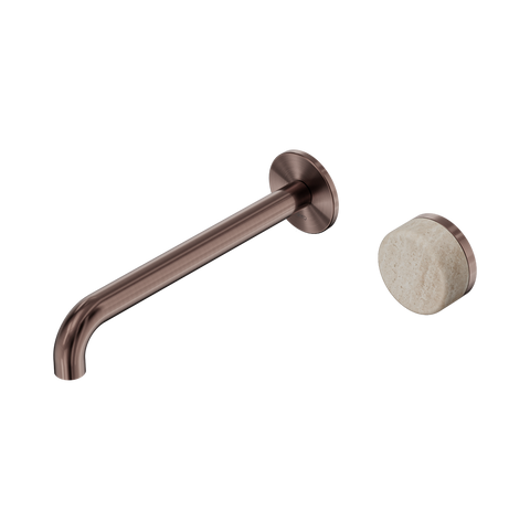 Nero Serenity Progressive Wall Basin Mixer Set 220mm Spout Trim Kit Only Rome Travertine Handle Brushed Bronze 24E117BZ