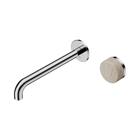 Nero Serenity Progressive Wall Basin Mixer Set 220mm Spout Trim Kit Only Rome Travertine Handle Chrome 24E117CH