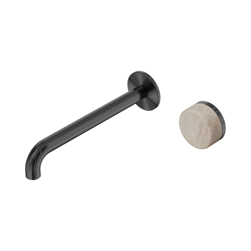 Nero Serenity Progressive Wall Basin Mixer Set 220mm Spout Trim Kit Only Rome Travertine Handle Gunmetal 24E117GM