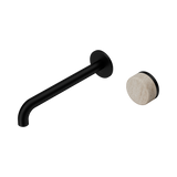 Nero Serenity Progressive Wall Basin Mixer Set 220mm Spout Trim Kit Only Rome Travertine Handle Matte Black 24E117MB