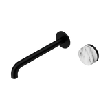 Nero Serenity Progressive Wall Basin Mixer Set 220mm Spout Trim Kit Only Arabescato Corchia Handle Matte Black 24E118MB