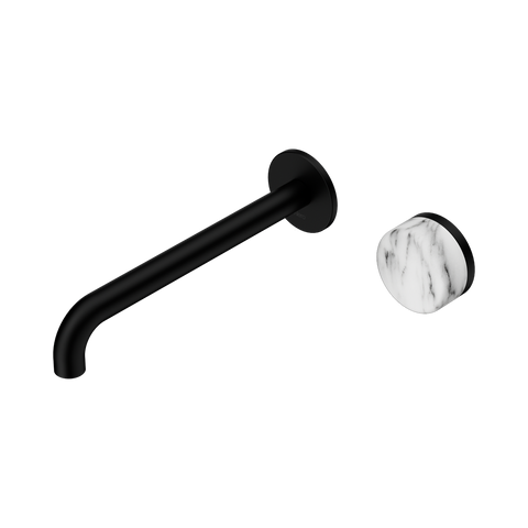 Nero Serenity Progressive Wall Basin Mixer Set 220mm Spout Trim Kit Only Arabescato Corchia Handle Matte Black 24E118MB