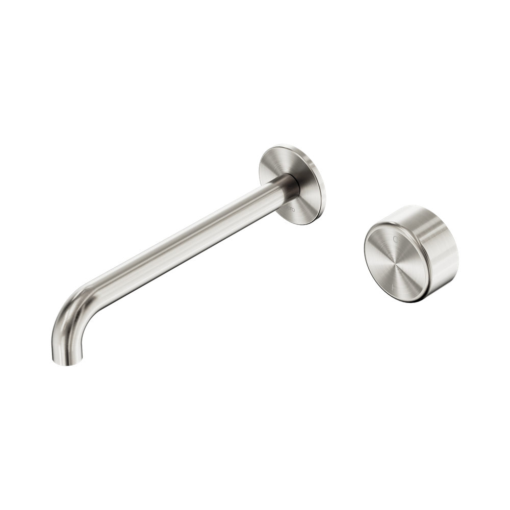 Nero Serenity Progressive Wall Basin Mixer Set 220mm Spout Trim Kit Only Metal Handle Brushed Nickel 24E120BN