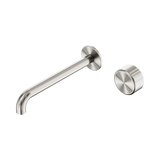 Nero Serenity Progressive Wall Basin Mixer Set 220mm Spout Trim Kit Only Metal Handle Brushed Nickel 24E120BN