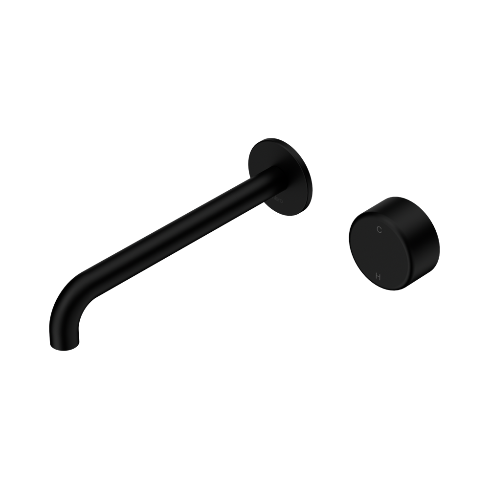 Nero Serenity Progressive Wall Basin Mixer Set 220mm Spout Trim Kit Only Metal Handle Matte Black 24E120MB