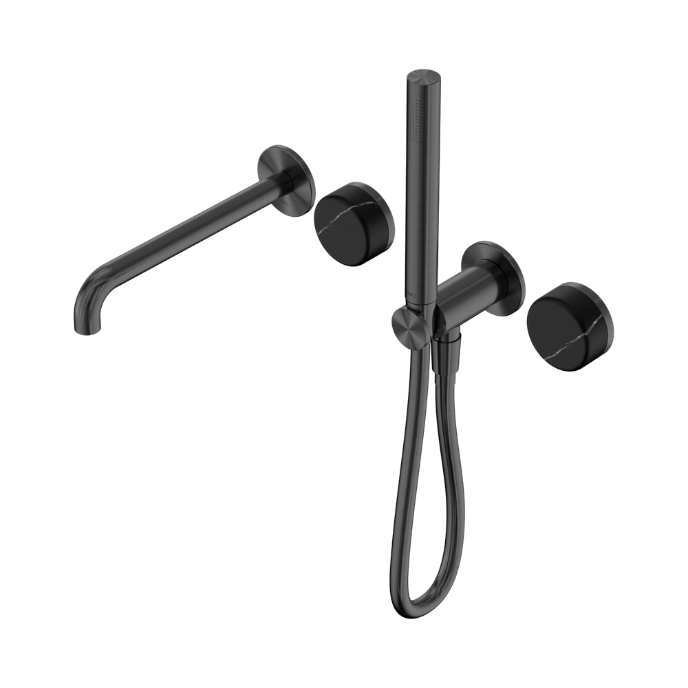 Nero Serenity Progressive Shower System 220mm Spout Slim Shower Trim Kit Only Marquina Black Handle Gunmetal 24E121GM