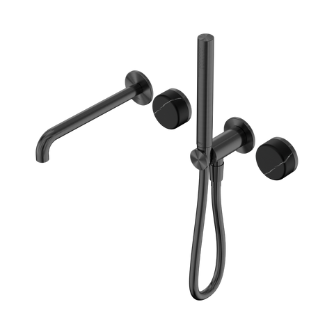 Nero Serenity Progressive Shower System 220mm Spout Slim Shower Trim Kit Only Marquina Black Handle Gunmetal 24E121GM