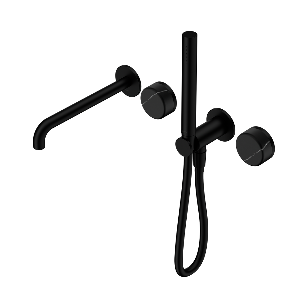 Nero Serenity Progressive Shower System 220mm Spout Slim Shower Trim Kit Only Marquina Black Handle Matte Black 24E121MB