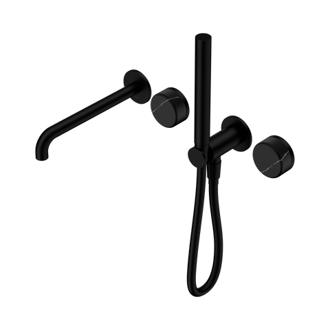 Nero Serenity Progressive Shower System 220mm Spout Slim Shower Trim Kit Only Marquina Black Handle Matte Black 24E121MB