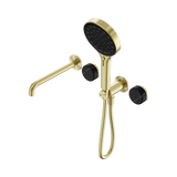 Nero Serenity Progressive Shower System 220mm Spout Serenity Shower Trim Kit Only Marquina Black Handle Brushed Gold 24E122BG