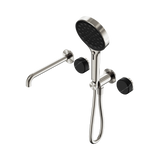 Nero Serenity Progressive Shower System 220mm Spout Serenity Shower Trim Kit Only Marquina Black Handle Brushed Nickel 24E122BN