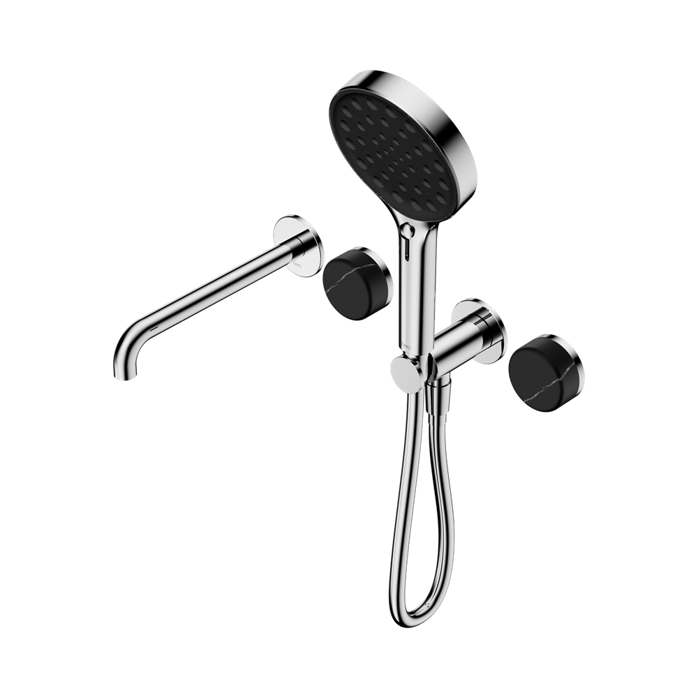 Nero Serenity Progressive Shower System 220mm Spout Serenity Shower Trim Kit Only Marquina Black Handle Chrome 24E122CH