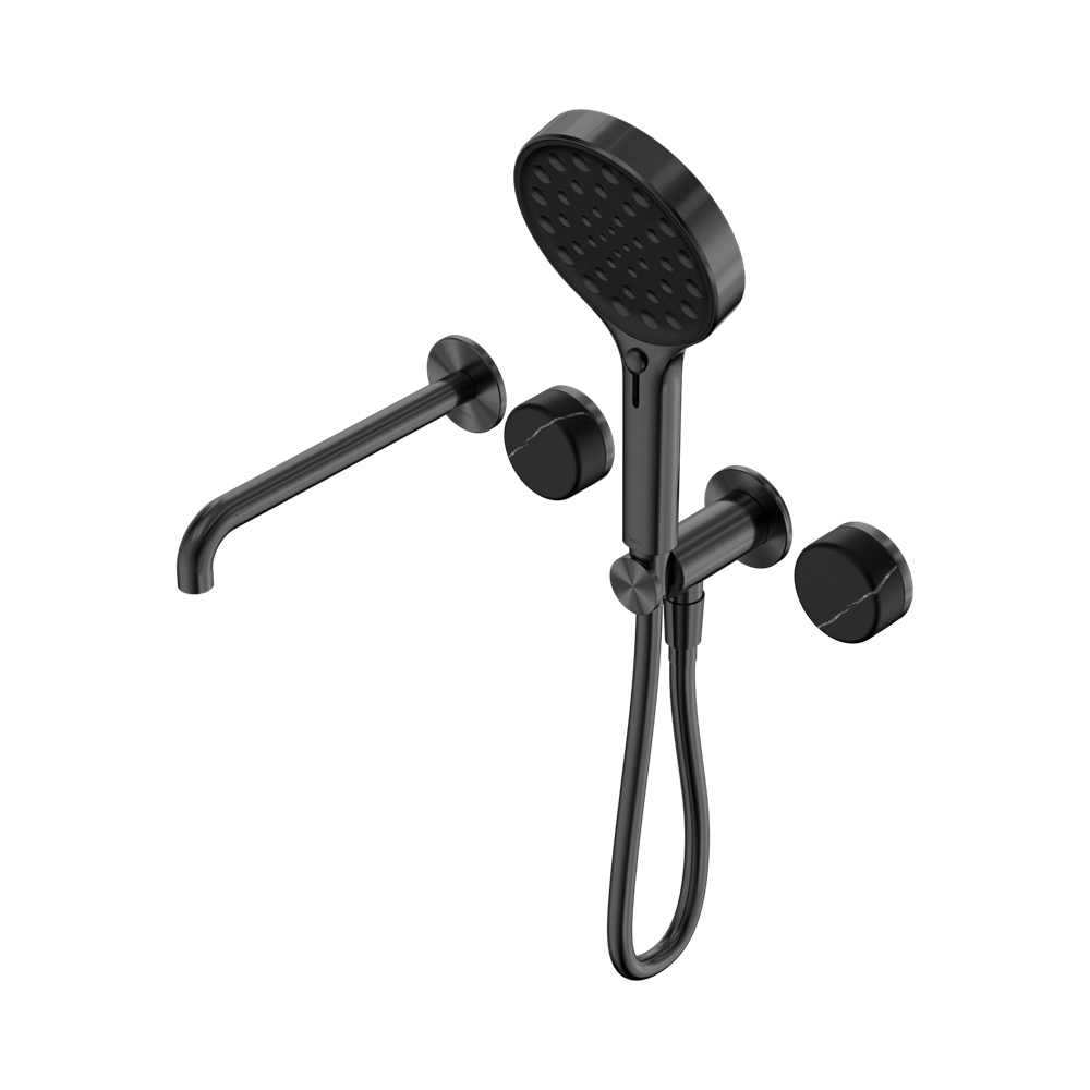 Nero Serenity Progressive Shower System 220mm Spout Serenity Shower Trim Kit Only Marquina Black Handle Gunmetal 24E122GM